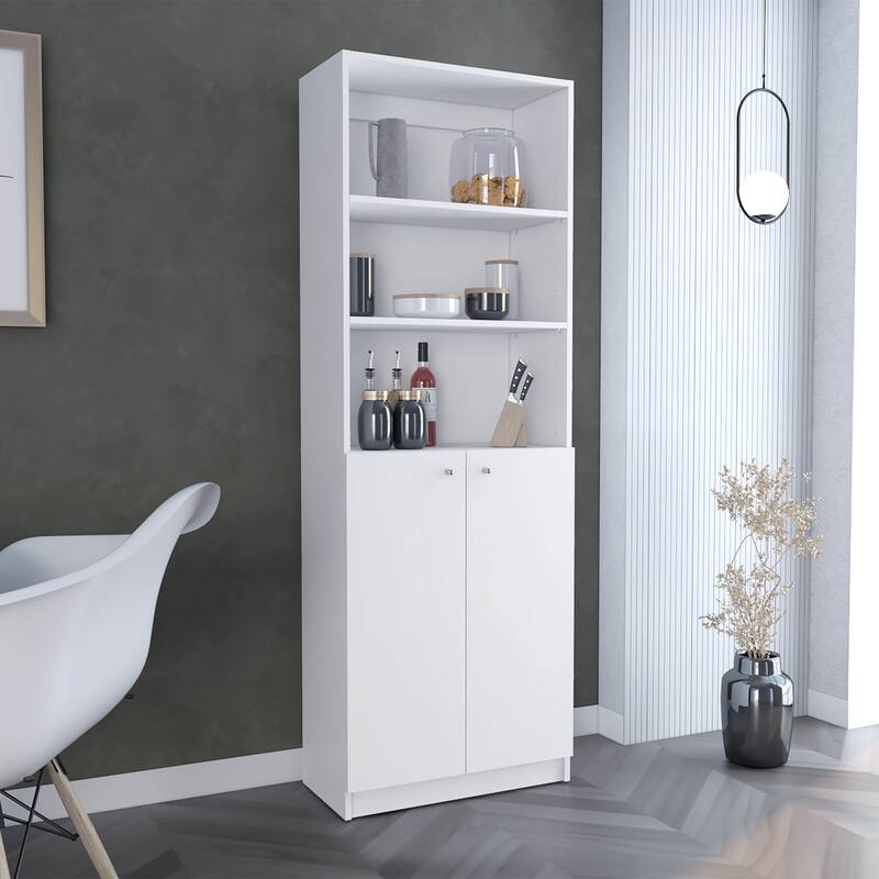TUHOME Home Multi-Tier Slim Bookcase - 3-Shelf Cabinet 24"W - White