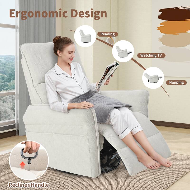 360°Swivel Rocker Recliner Chair,Swivel Nursery Rocking Chair w/Pull Ring,Glider Chair,Modern Rocking Swivel Recliner Chair