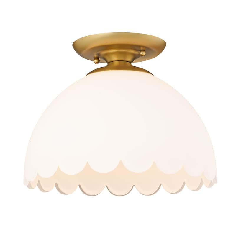 Dorinda 12.25" Wide 1-Light Semi-flush with Opal Shade