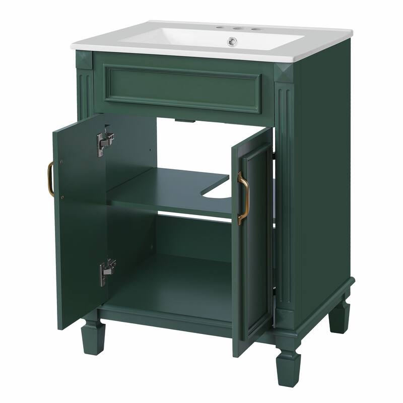24'' Bathroom Vanity with Sink - Modern Storage Cabinet with 2 Soft-Closing Doors and Adjustable Shelf