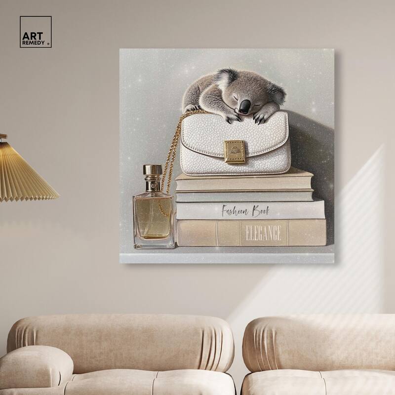 Koala on Fashion Books Canvas by Art Remedy, Gallery Wrapped