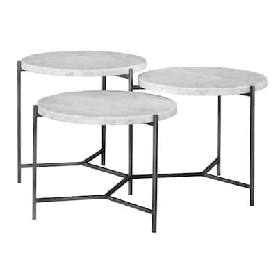 Uttermost Contarini 38" Long 3 Piece Marble Top Iron Coffee Table