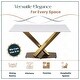 preview thumbnail 20 of 75, Voren Modern Rectangular Dining Table, Sintered Stone/Tempered Glass Top & Stainless Steel Gold Finish Pedestal Base