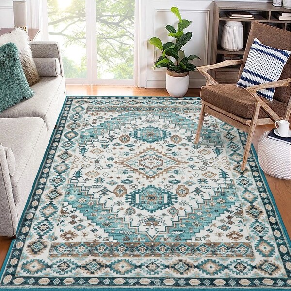 Garvee Area Rug Vintage Indoor Floor Cover Print Carpet Non-Slip