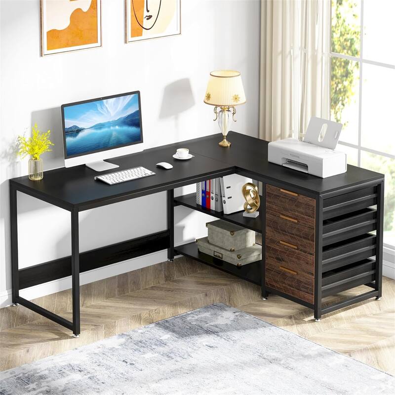 59" Reversible Corner Desk with Drawers
