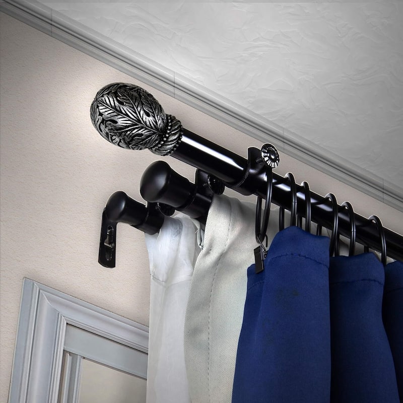 Bay Window Curtain Rod Black Adjustable Drapery Rod Antique Style Home Decor - M