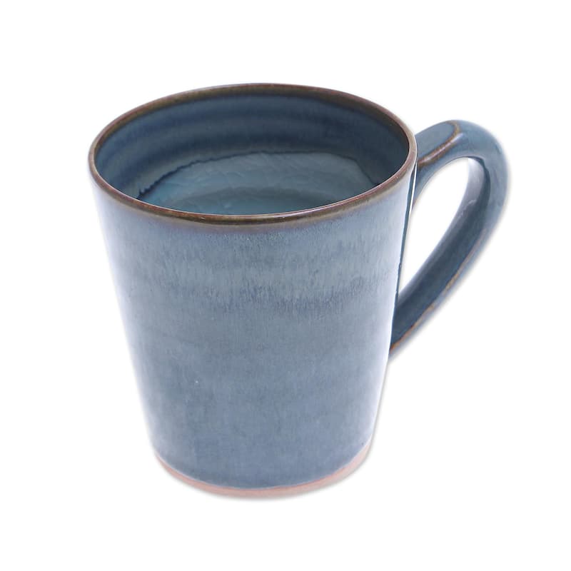 Novica Handmade Blue Crush Ceramic Mug