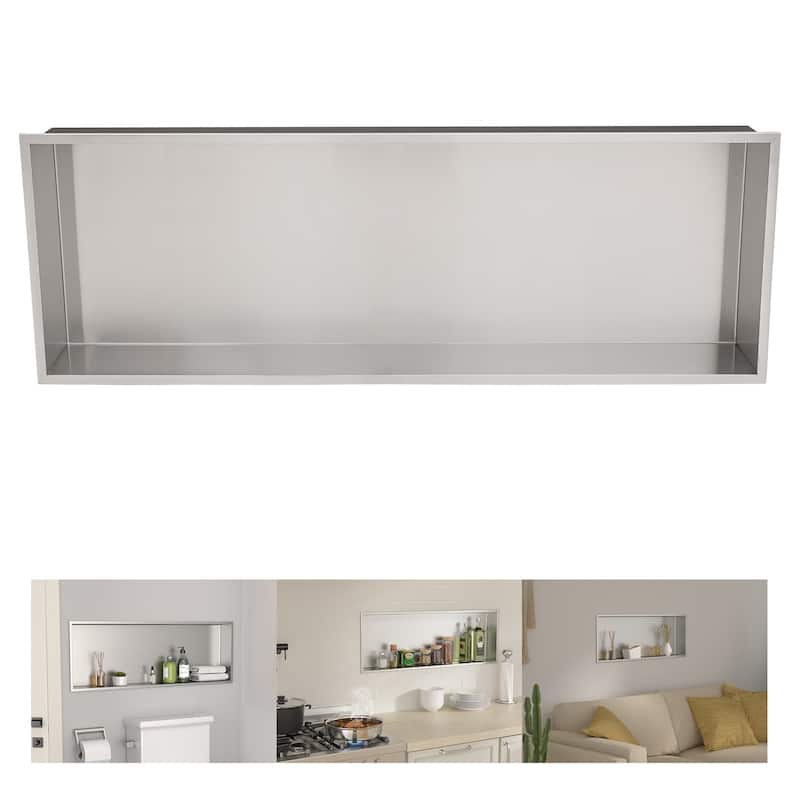 Lordear Brushed Stainless Steel 36'' x 12'' Bath Shower Niche Bathroom Storage