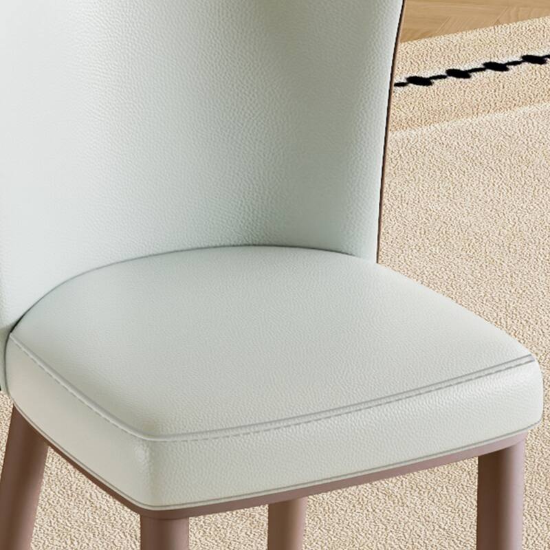 PU Leather Dining Chairs Set of 2, Ergonomic Upholstered Lounge Chair, Accent Chair with Curved Backrest & Carbon Steel Legs