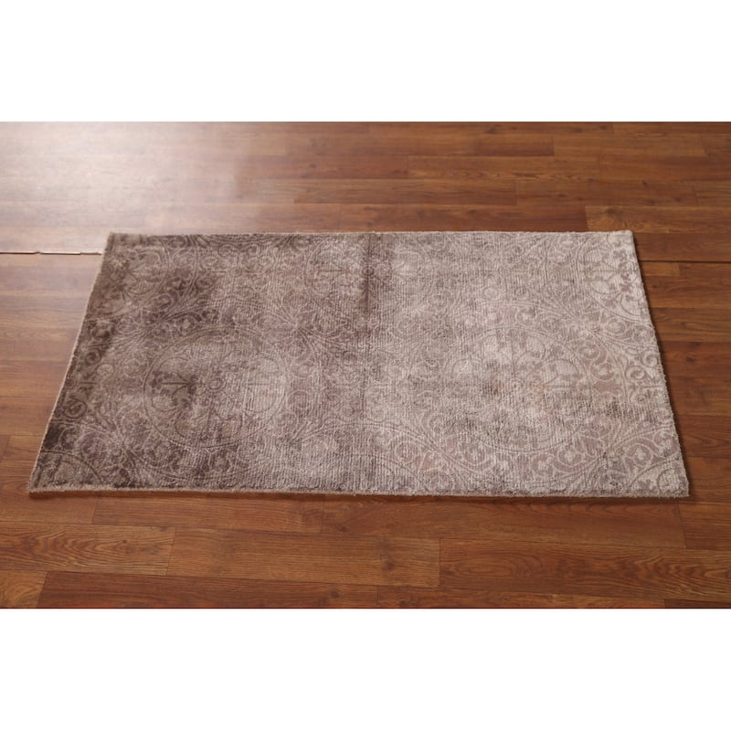 All-Over Geometric Modern Indian Accent Rug Handmade Wool Carpet - 2'0"x 3'9"