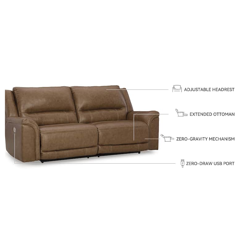 Signature Design by Ashley Trasimeno Caramel Power Reclining Sofa - 92" W x 40" D x 42" H