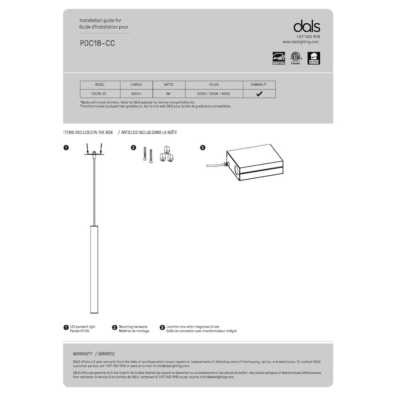 Nova 18 Inch Cylindrical LED CCT Pendant - 18"