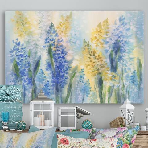 Designart 'Blue And Yellow Spring Flowers' Traditional Canvas Wall Art