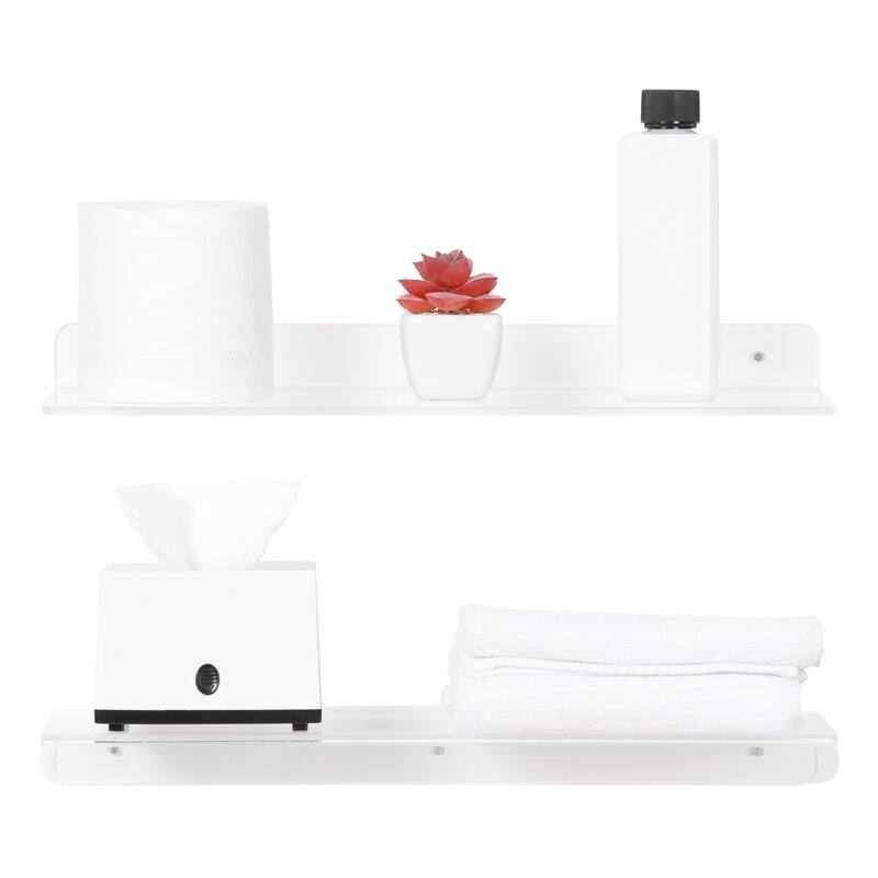 Acrylic Floating Shelves for Wall, Clear Acrylic Shelves for Bathroom Bedroom Living Room, and Kitchen Wall Display Shelf Clear