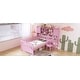 preview thumbnail 14 of 43, Twin Size Wood Platform Bed with Desk, Bookshelf, Matching Chair, Pink