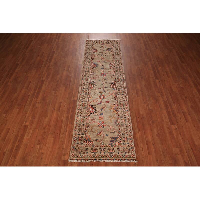 Vegetable Dye Ziegler Oriental Runner Rug Hand-Knotted Wool Carpet - 2'9" x 9'9"