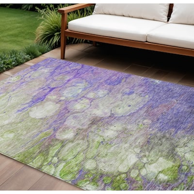 HomeRoots Abstract Transitional Rectangle Outdoor Rug