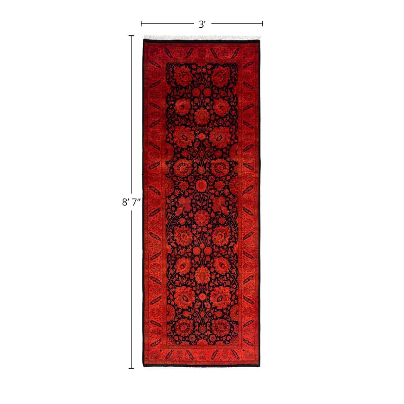 Overdyed, One-of-a-Kind Hand-Knotted Area Rug - Orange - 3' 0" x 8' 7"