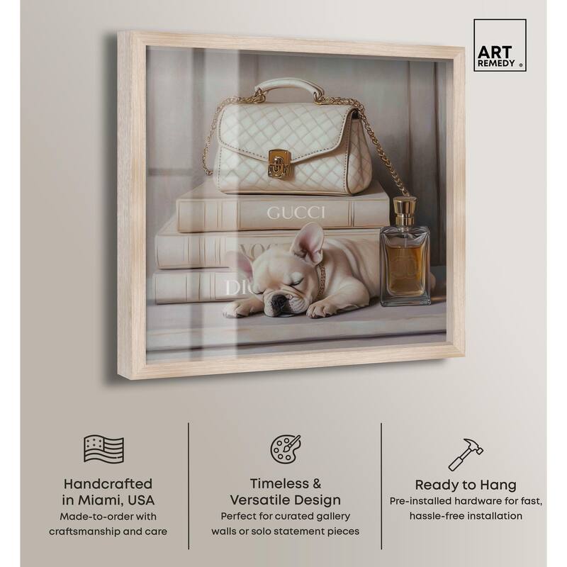 Ivory Books and Frenchie Shadowbox by Art Remedy