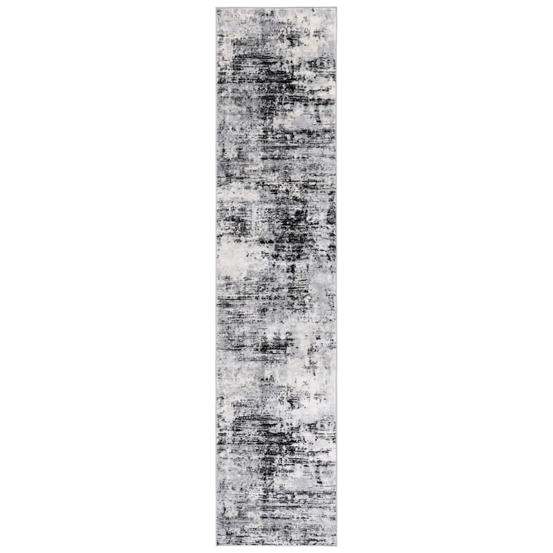 SAFAVIEH Jasper Rachelle Modern Abstract Rug - 2' x 9' Runner - Black/Ivory