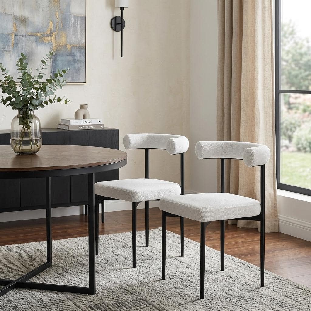 HomeRoots Set of Two Gray And Black Upholstered Polyester Open Back Dining Side Chairs - 23.50 in. x 30.50 in. x 20.50 in.
