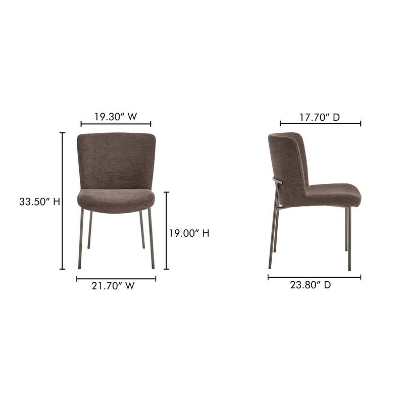 NADAAL STUDIOS Amaris, Upholstered Dining Chair With Blackened Bronze Metal Frame - 21.7"W x23.8"D x33.5"H