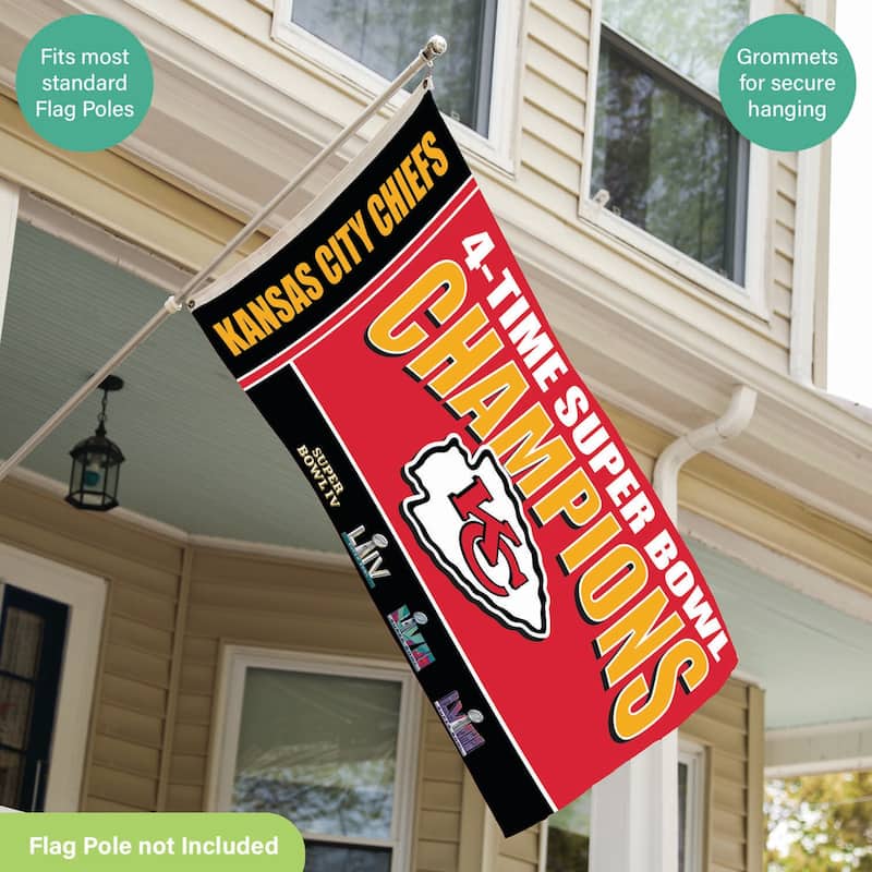 Kansas City Chiefs Single Sided Flag w/ 2 Grommets, 3'x5'
