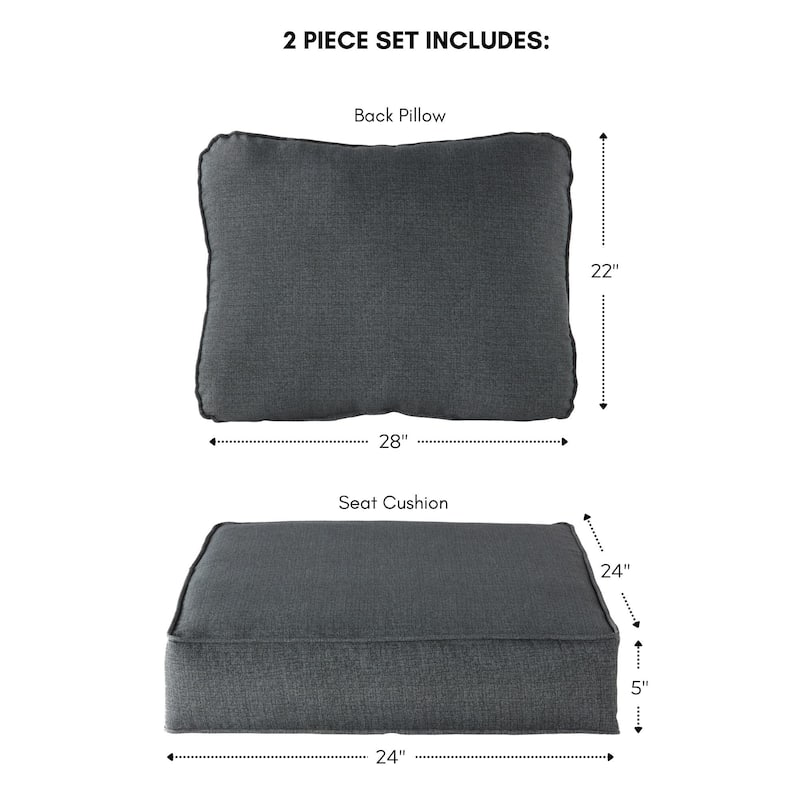 Outdoor 2-Piece Premium Deep Seat Cushion Set (Cushions Only)