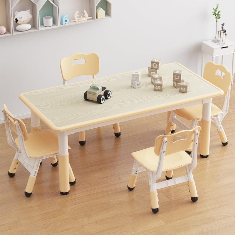Kids Table and 4 Chairs Set - Beige