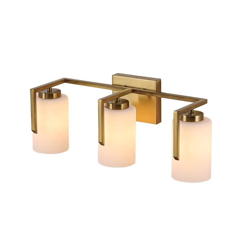 Mid-Century 3-Light Cylinder Opal Glass Wall Sconce Vanity Light