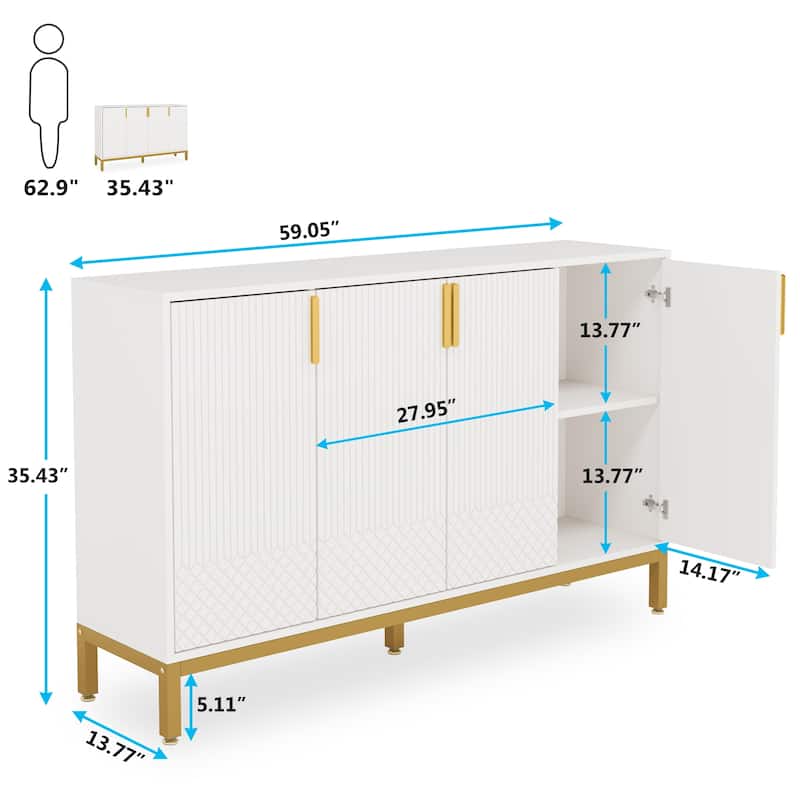 Buffet Cabinet with Storage, 59 Inch Sideboard Cabinet - N/A