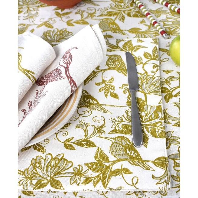 French Home Set of 4 Honeysuckle Placemats - Chartreuse