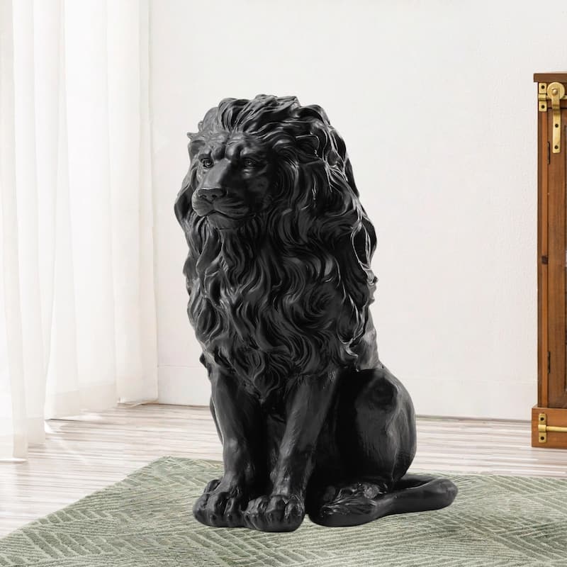 20.75"H MGO Guardian Sitting Lion Statue Porch Sign Indoor Outdoor Decoration by Glitzhome