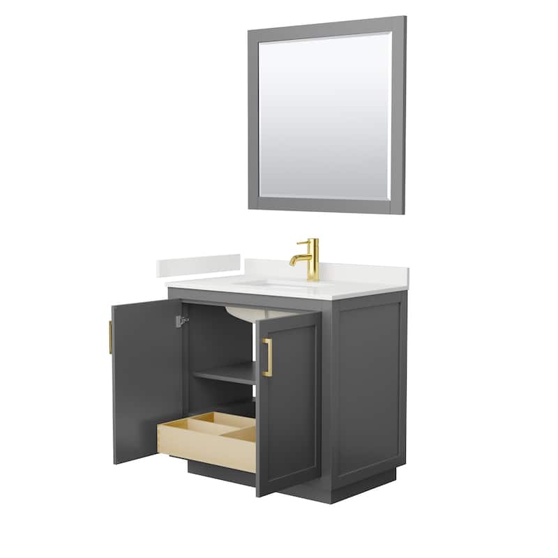 Miranda 36-inch Single Vanity, Quartz Top, 34-inch Mirror