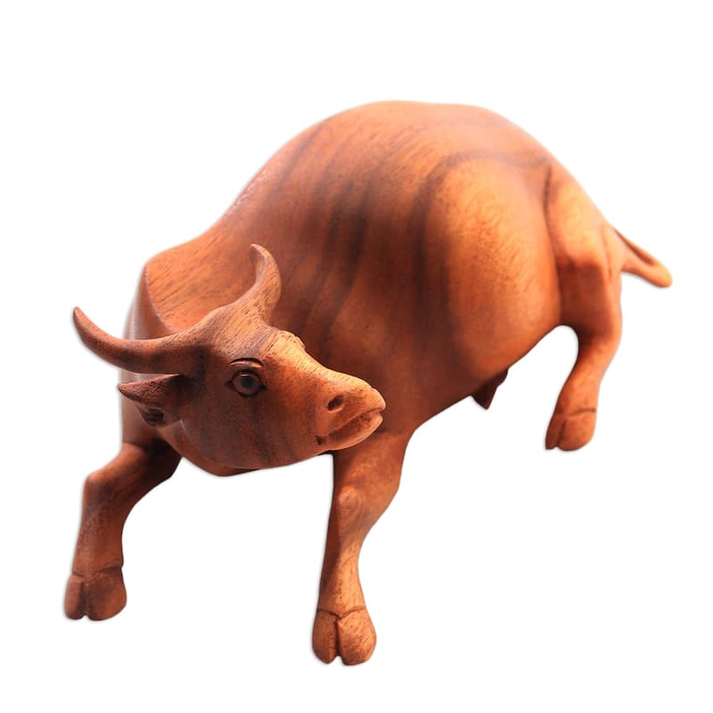 Novica Handmade Resting Buffalo Wood Sculpture