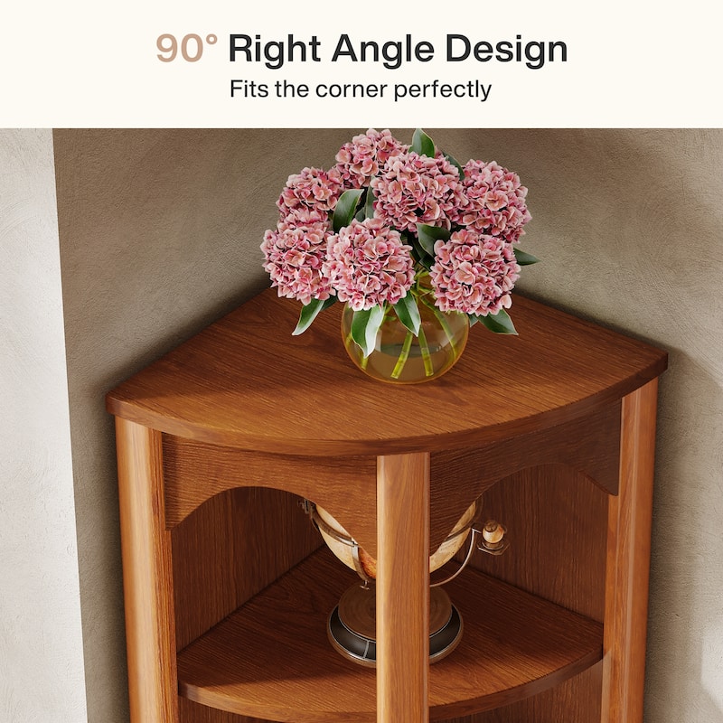 5-Tier Corner Shelf Tall Bookshelf Bookcase - 14.96"D x 14.96"W x 66.93"H