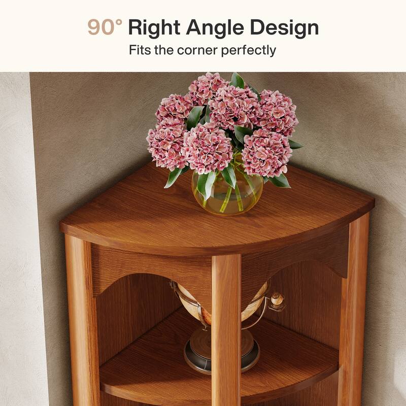 67 Inches Tall Corner Bookshelf 5-Tier Bookcase for Living Room - 14.96"D x 14.96"W x 66.93"H