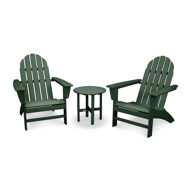 POLYWOOD Vineyard 3-piece Outdoor Adirondack Chair and Table Set - Green
