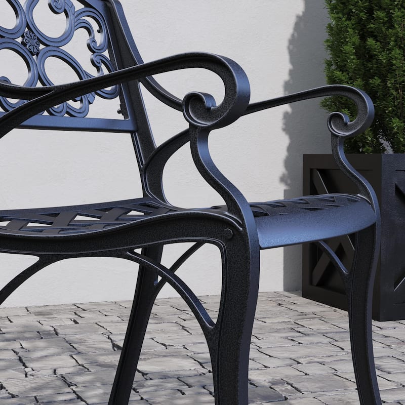 Sanibel Black Aluminum 7 Piece Outdoor Dining Set - 72" x 29" x 42"
