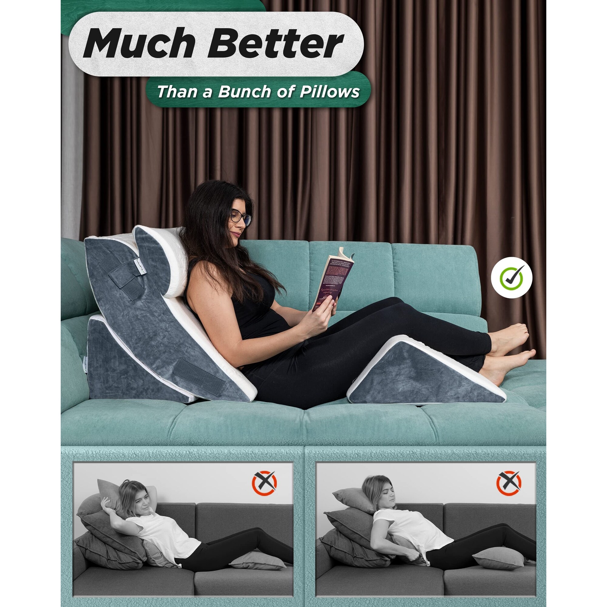 Orthopedic Bed Wedge Pillow Set Post Surgery Memory Foam for Back Neck and Leg Pain Relief Sitting Pillow Adjustable Pillows On Sale Bed Bath Beyond 40040702