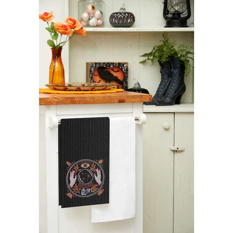 Magic Crystal Ball Halloween Embroidered Cotton Waffle Weave Kitchen Towel