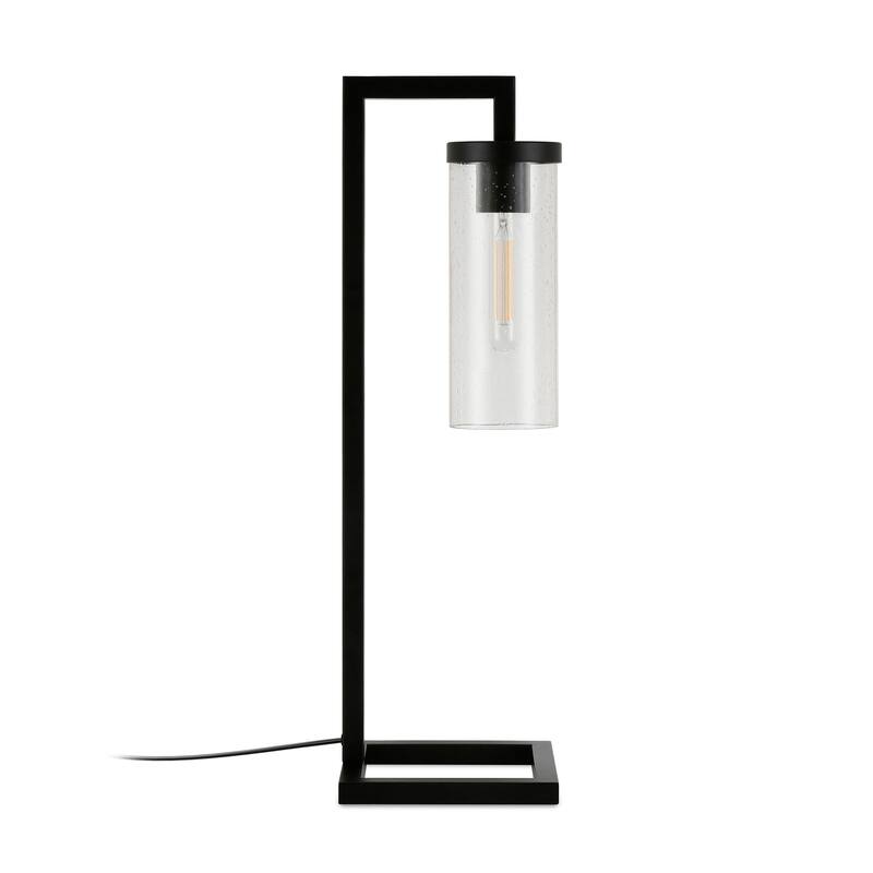 Malva Table Lamp in Blackened Bronze with Seeded Glass Shade