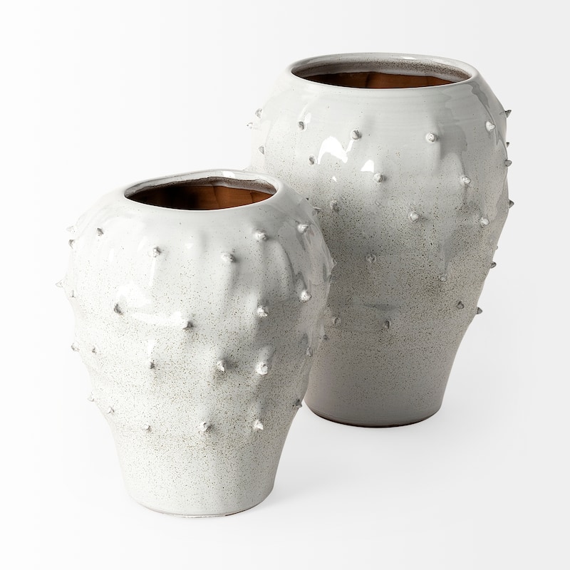 Julian White Ceramic Spoked Vase (Small)