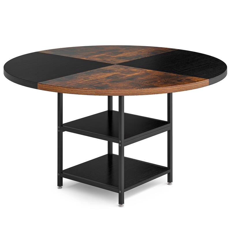 47" Round Dining Table for 4, Wood Kitchen Table Large Dinner Table