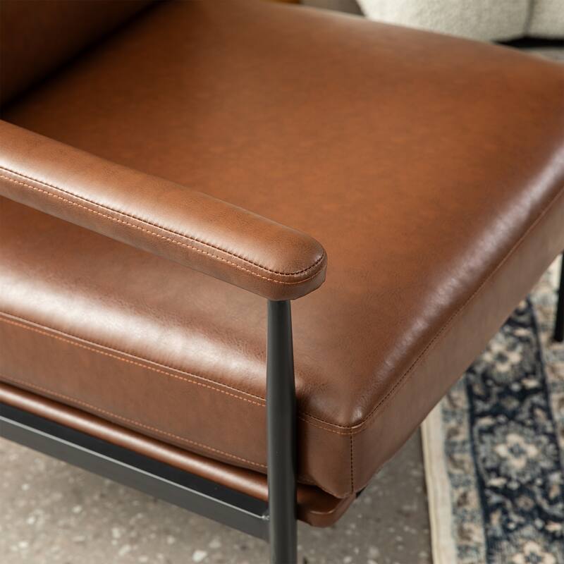 Glitzhome Set of 2 33.75"W Leatherette Armchairs With High Back and Padded Arms - 33.75" W x 39.5" H x 28" D