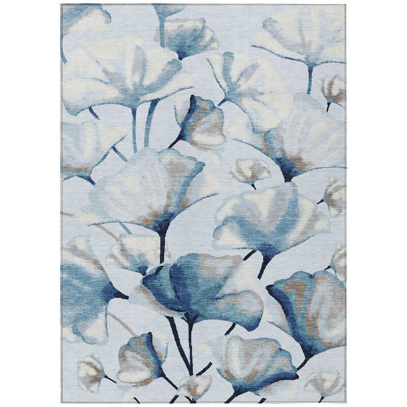 Machine Washable Indoor/ Outdoor Floral Love Chantille Rug