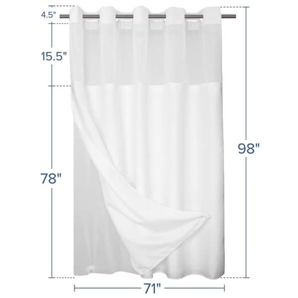 dimension image slide 13 of 19, No Hook Slub Linen Texture Shower Curtain with PEVA Snap-in Liner