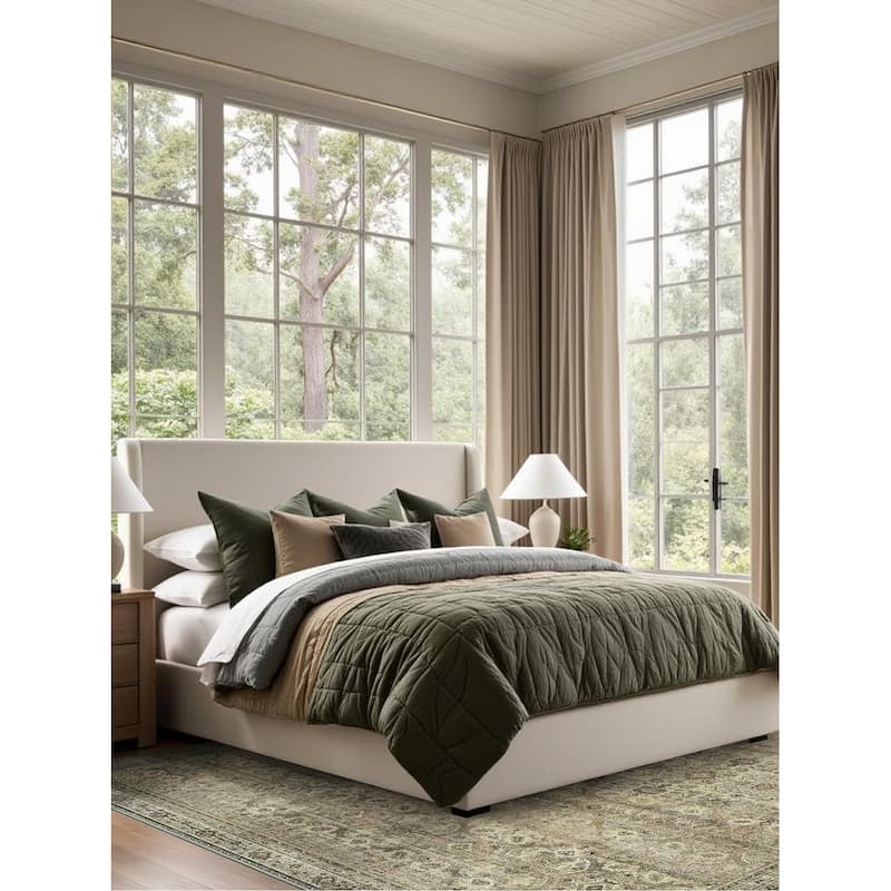 Mcow Vintage Floral Low-Pile Machine Washable Non-Slip Area Rug