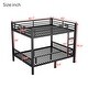 preview thumbnail 11 of 10, Queen Over Queen Metal Bunk Bed with Ladder and Slats Support for Adults Teens, Black