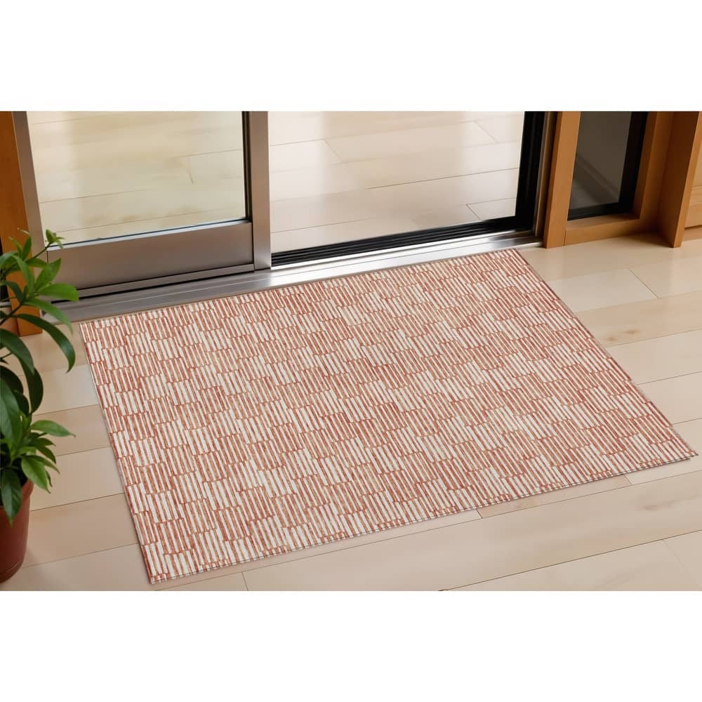 HomeRoots Geometric Transitional Rectangle Outdoor Rug